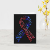 赤と青のリボン先天性ハート病に対応 カード (黄色い花)
