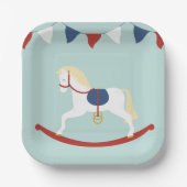 赤と青のロッキングホース ペーパープレート (正面)