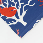 赤と青のロブスター沿岸パターン（の模様が）ある フリースブランケット (角)