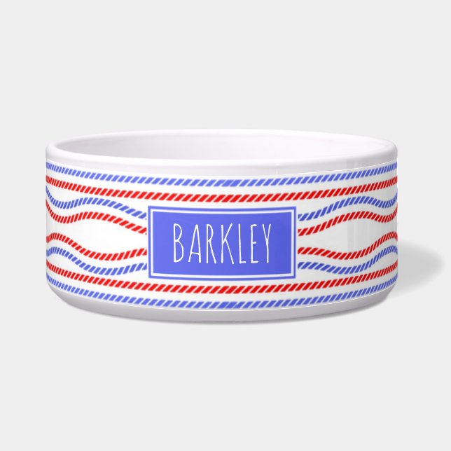 赤と青のロ航海のープストライプの名 ボウル (正面)