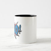 赤と青のヴィンテージヒーローGraphic すごい Heroes Cli ツートーンマグカップ (中央)