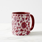 赤と青のヴィンテージフローラ花マグカップ マグカップ (正面右)