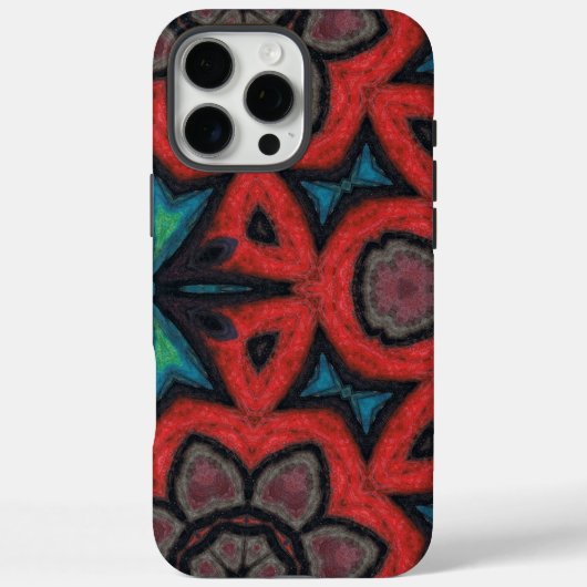 赤と青の万華鏡マンダラの花柄 Case-Mate iPhoneケース (裏面)