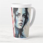 赤と青の二重性 – 抽象芸術Stの双子のポートレート カフェラテマグ (右アングル)