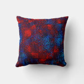 赤と青の交差する引っかき傷が四角や立方体に クッション (裏面)