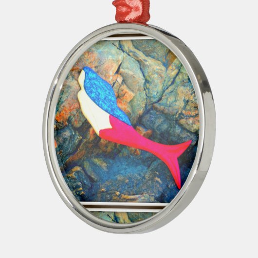 赤と青の人魚 メタルオーナメント (左)