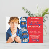 赤と青の写真フィルムストリップのグラード発表 招待状 (スタンド正面)