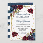 赤と青の冬の花とフレームキンセアニェラ 招待状 (正面/裏面)