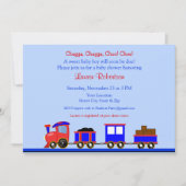 赤と青の列車ベビーシャワー招待状 招待状 (正面)