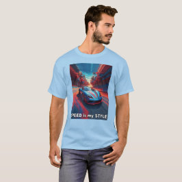 赤と青の効果を持つ車 Tシャツ