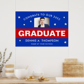 赤と青の卒業カスタム ポスター (キッチン)