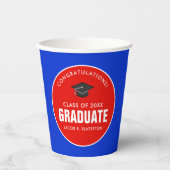 赤と青の卒業パーソナライズされた紙杯 紙コップ (正面)
