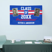 赤と青の卒業写真おめでとう 横断幕 (トレードショー)