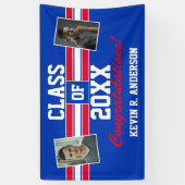 赤と青の卒業写真おめでとう 横断幕 (縦)