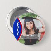 赤と青の卒業写真のカスタムボタン 缶バッジ (正面&裏面)