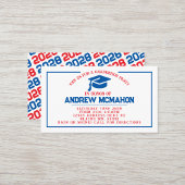 赤と青の卒業招待状発表の挿入 名刺