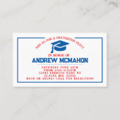 赤と青の卒業招待状発表の挿入 名刺 (正面)