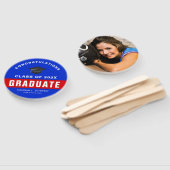 赤と青の卒業祝い写真 ハンドファン (組立なし)