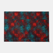 赤と青の四角い引き抜き澄ん ドアマット (正面)