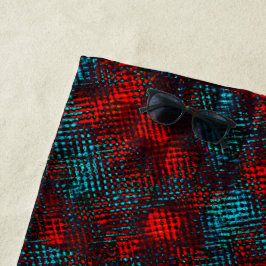 赤と青の四角い引き抜き澄ん ビーチタオル