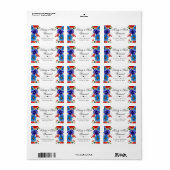 赤と青の夏の花アドレス ラベル (フルシート)