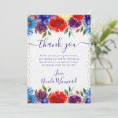 赤と青の夏の花キンセアニェラ サンキューカード (スタンド正面)