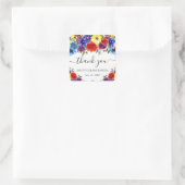 赤と青の夏の花キンセアニェラ スクエアシール (バッグ)