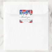 赤と青の夏の花ブライダルシャワー スクエアシール (バッグ)