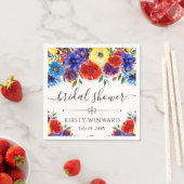 赤と青の夏の花ブライダルシャワー スタンダードカクテルナプキン (インサイチュ)