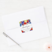 赤と青の夏の花誕生日 スクエアシール (封筒)