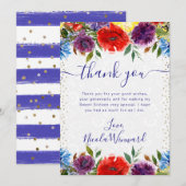 赤と青の夏の花Sweet 16 サンキューカード (正面/裏面)
