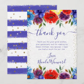 赤と青の夏の花Sweet 16 サンキューカード (正面/裏面)