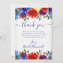 赤と青の夏の花Sweet 16 サンキューカード
