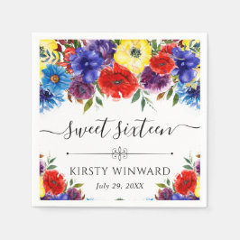 赤と青の夏の花Sweet sixteen スタンダードカクテルナプキン