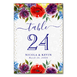赤と青の夏結婚の花 テーブルナンバー