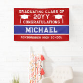 赤と青の学校のカラー卒業 横断幕 (インサイチュ)