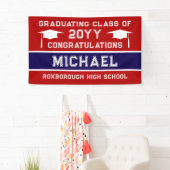 赤と青の学校のカラー卒業 横断幕 (インサイチュ)