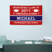 赤と青の学校のカラー卒業 横断幕 (トレードショー)