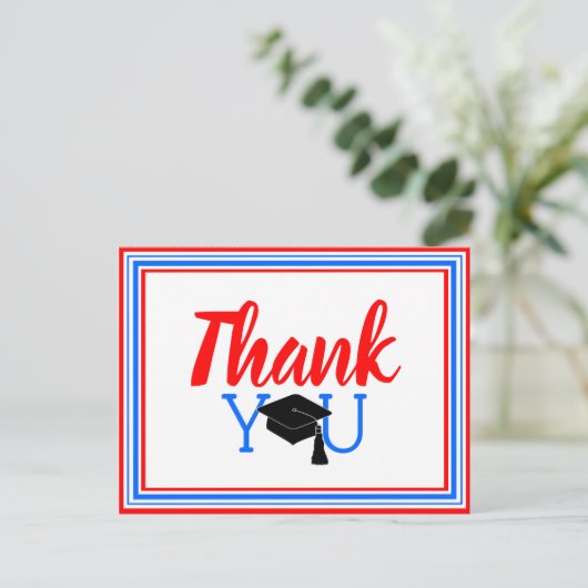 赤と青の学校の色ありがとう ポストカード (スタンド正面)