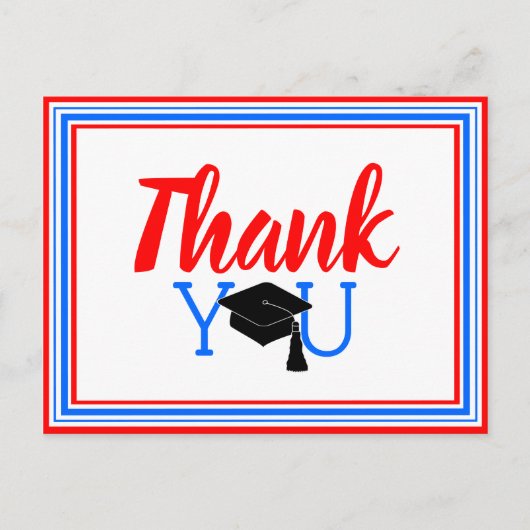 赤と青の学校の色ありがとう ポストカード (正面)