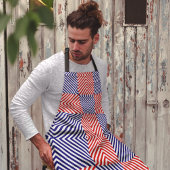 赤と青の対角ストライプの エプロン