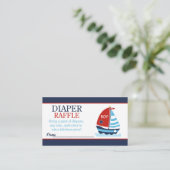 赤と青の帆船の赤ちゃんシャワーおむつラッフル エンクロージャーカード (スタンド正面)