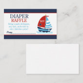 赤と青の帆船の赤ちゃんシャワーおむつラッフル エンクロージャーカード (正面/裏面)