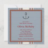 赤と青の帆船の赤ちゃんシャワー 招待状 (裏面)