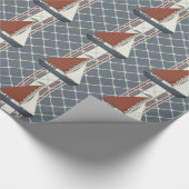 赤と青の帆船ラッピング紙 ラッピングペーパー (角)