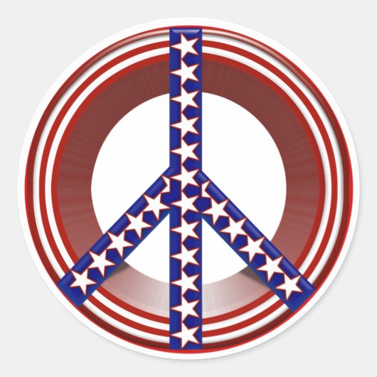 赤と青の平和のサイン ラウンドシール (正面)