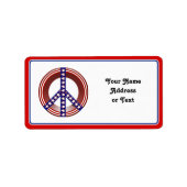 赤と青の平和のサイン ラベル (正面)