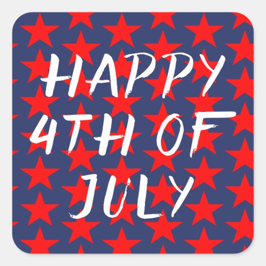 赤と青の幸せ7月4日 スクエアシール (正面)