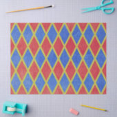 赤と青の幾何学的なハーレクインダイヤモンドパターン 薄葉紙 (クラフト)