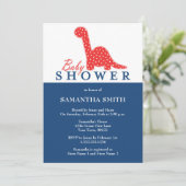 赤と青の恐竜をテーマにした赤ちゃんシャワー 招待状 (スタンド正面)